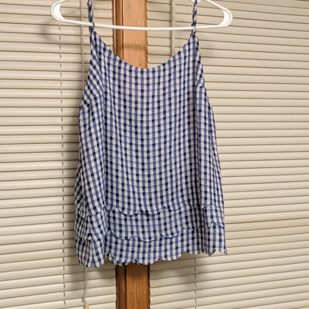 Scalloped Gingham Tank Top